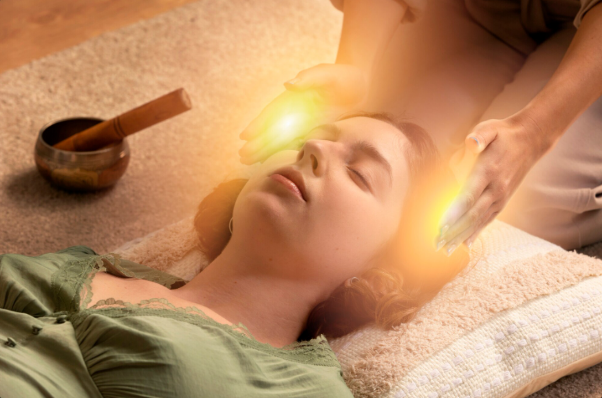 Sessão de terapia holística para bem-estar físico e emocional